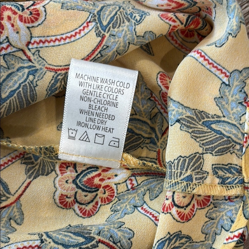 Max Studio Women's Size Large Floral Tiered Ruffle Hem Long Sleeve Dress Yellow - Picture 8 of 10